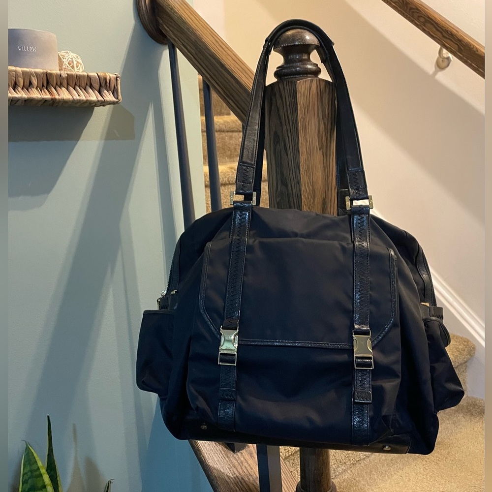 Tory Burch black nylon satchel